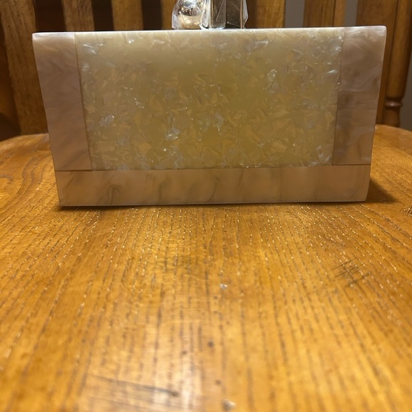 Source Unknown Handbags - Vintage Cream & Pink Lucite Box Marbleized Crossbody